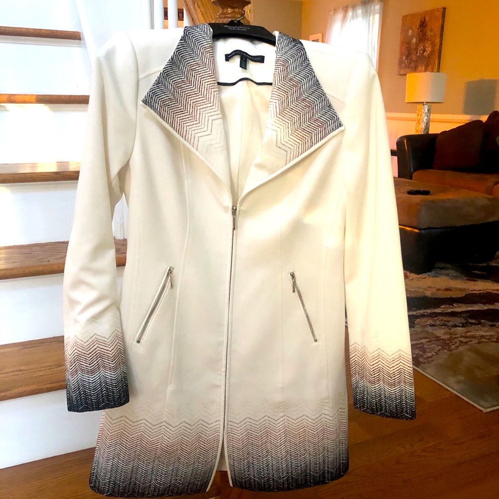 WHBM Long Ivory Jacket/Coat - Size Small